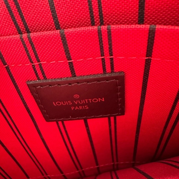 💯 Authentic Louis Vuitton Damier Ebene Neverfull Pochette Wristlet - Picture 10 of 12